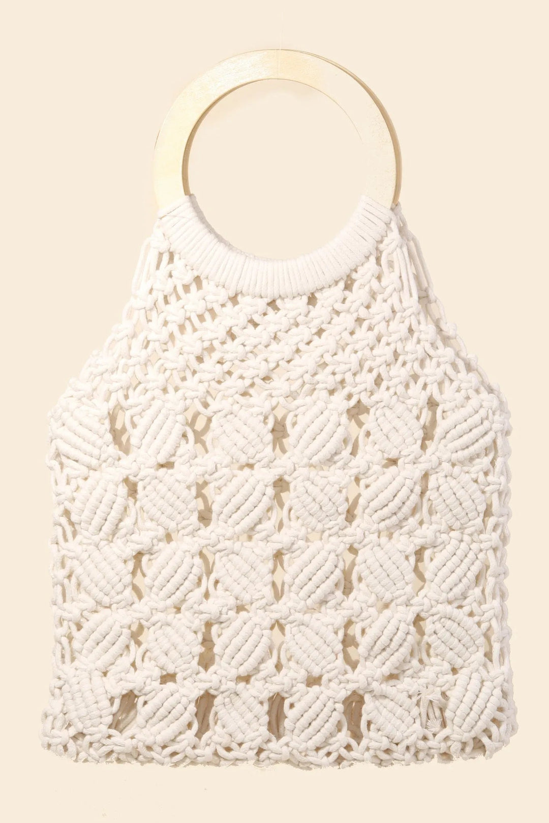 Fame Boho Braided Wooden Top Handle Bag - Trendy Accessories in Off White/Tan for Women | The802Gypsy