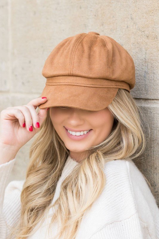 Faux Suede Newsboy Cap - Trendy Accessories/Hat in Camel for Women | The802Gypsy