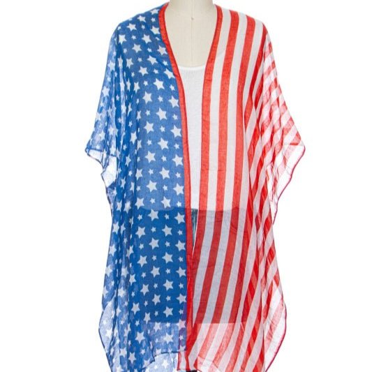 Americana USA Flag Print Kimono - Trendy Accessories/Kimono in Red for Women | The802Gypsy