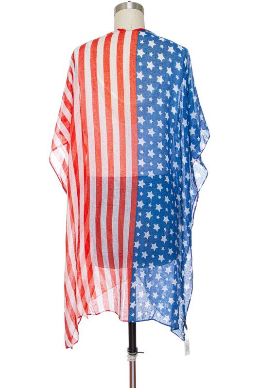 Americana USA Flag Print Kimono - Trendy Accessories/Kimono in Red for Women | The802Gypsy
