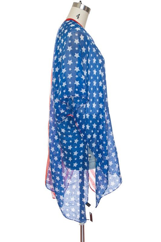Americana USA Flag Print Kimono Accessories/Kimono with Red O/S by The802Gypsy