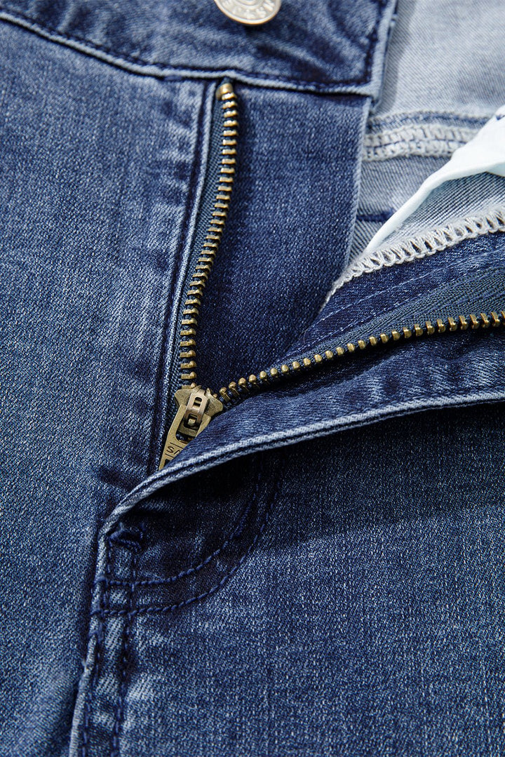 Dirty Blue Retro High Waist Bell Bottom Jeans - Trendy Bottoms/Jeans in Dirty blue for Women | The802Gypsy