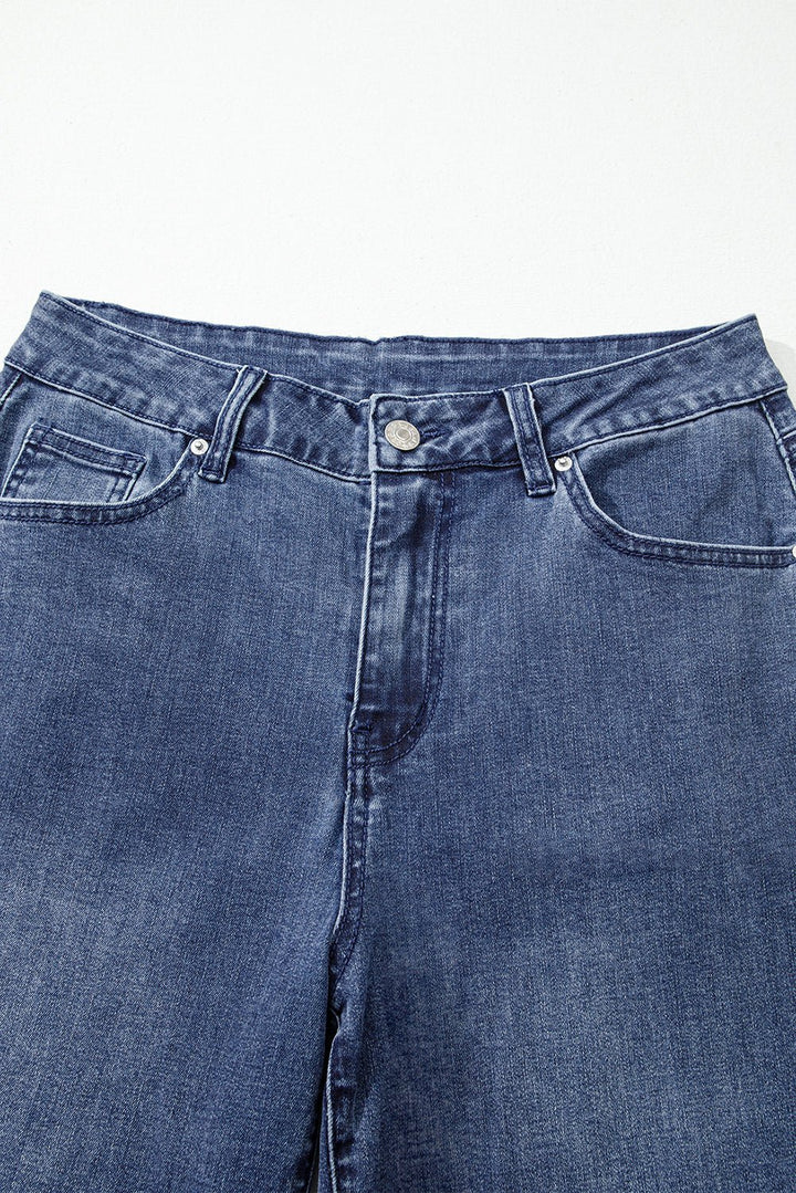 Dirty Blue Retro High Waist Bell Bottom Jeans - Trendy Bottoms/Jeans in Dirty blue for Women | The802Gypsy