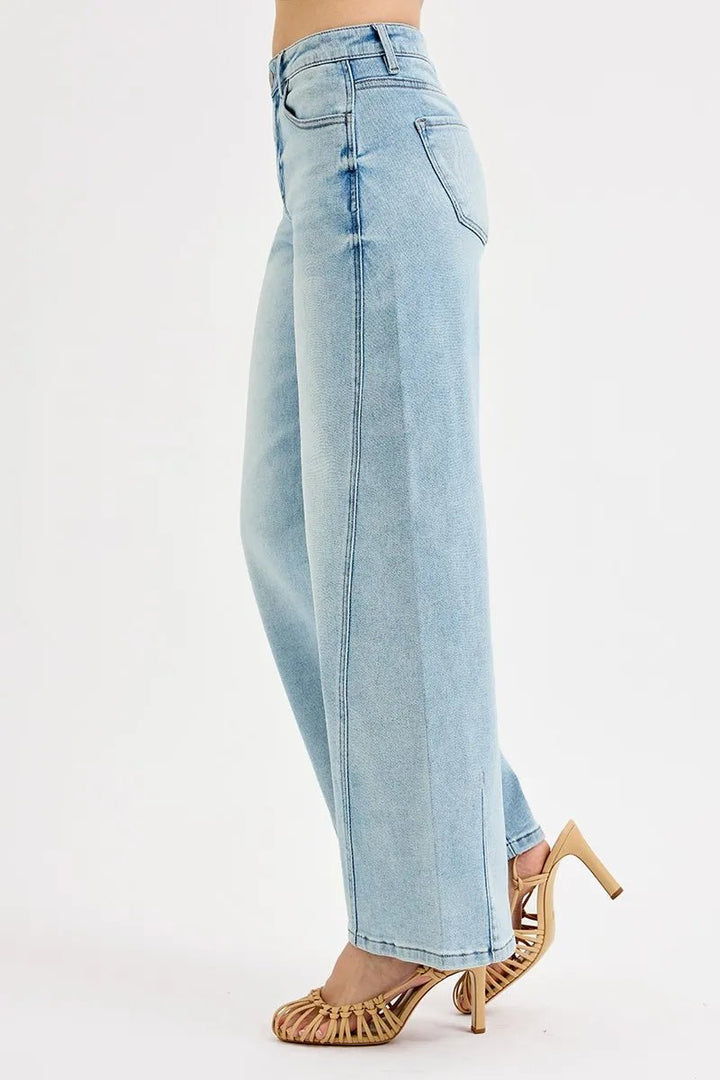 RISEN Mid Rise Barrel Jeans - Trendy Bottoms/Jeans in Light Denim for Women | The802Gypsy