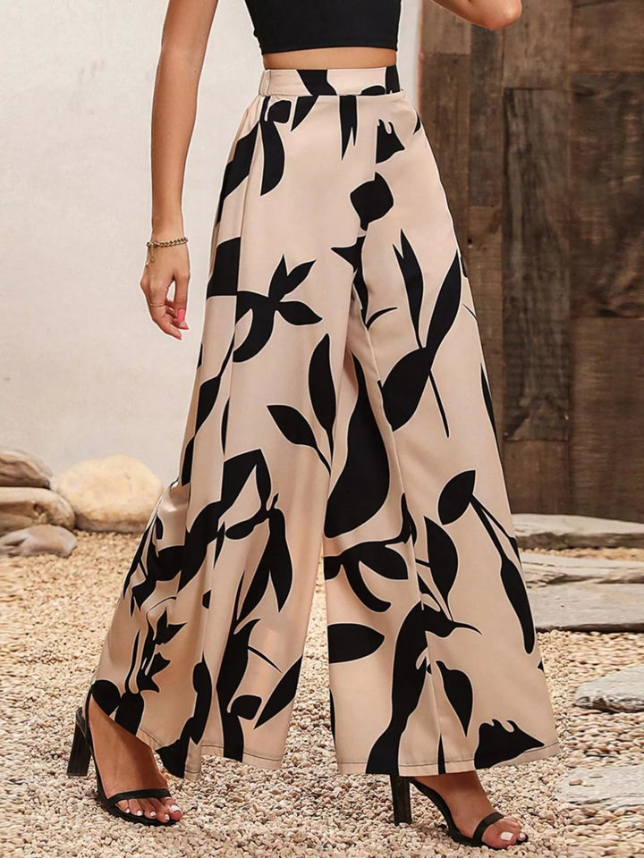 Printed Wide - Leg Pants - Trendy Bottoms/Pants & Culotte in Tan for Women | The802Gypsy