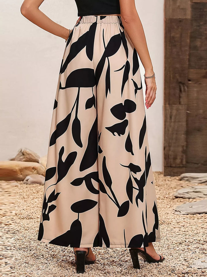 Printed Wide - Leg Pants - Trendy Bottoms/Pants & Culotte in Tan for Women | The802Gypsy