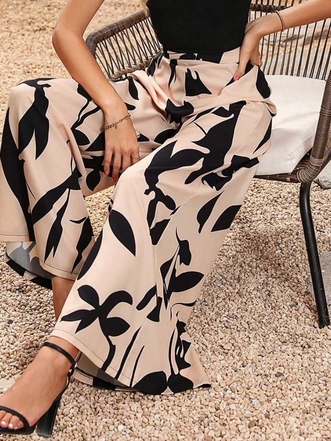 Printed Wide - Leg Pants - Trendy Bottoms/Pants & Culotte in Tan for Women | The802Gypsy