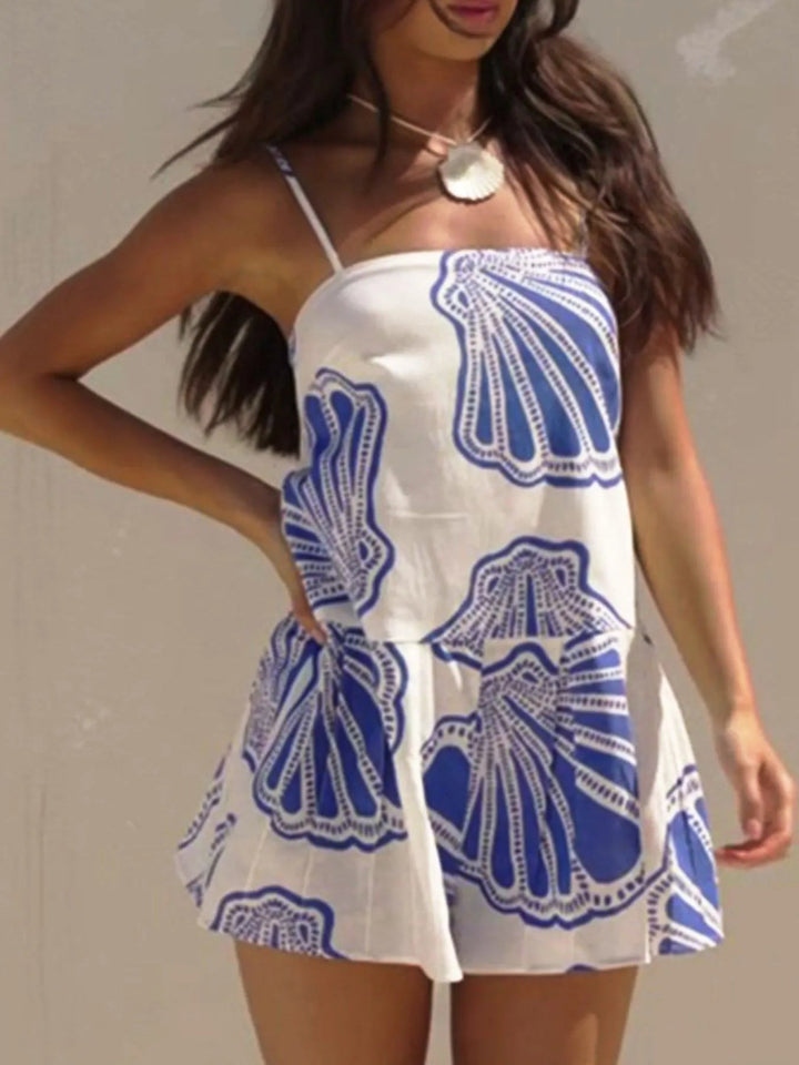 Shell Print Sleeveless Summer Mini Dress - Trendy Dress/Beach Dress in Blue for Women | The802Gypsy