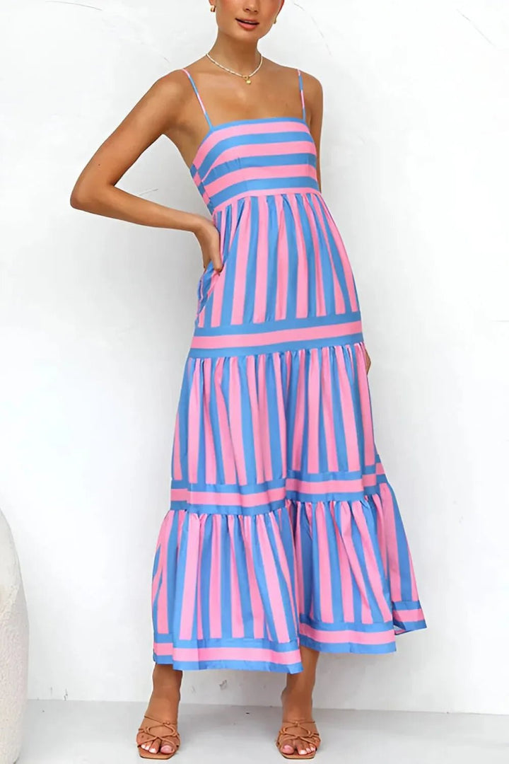Striped Maxi Cami Dress - Trendy Dress/Beach Dress in Lavender for Women | The802Gypsy