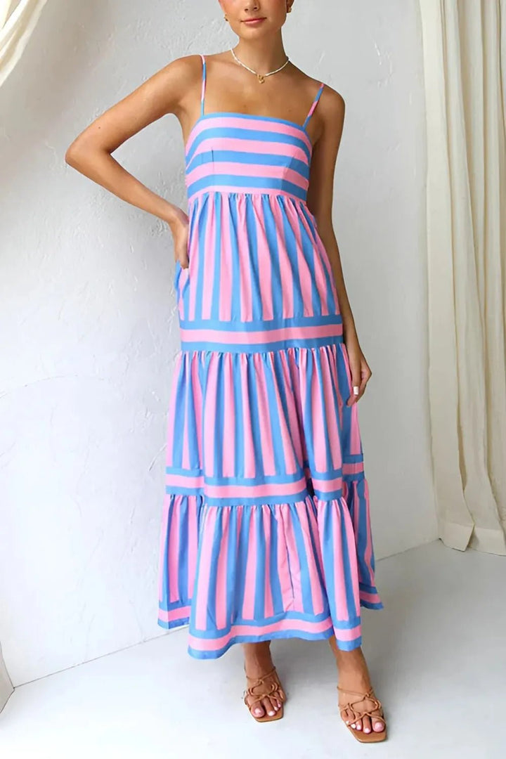 Striped Maxi Cami Dress - Trendy Dress/Beach Dress in Lavender for Women | The802Gypsy