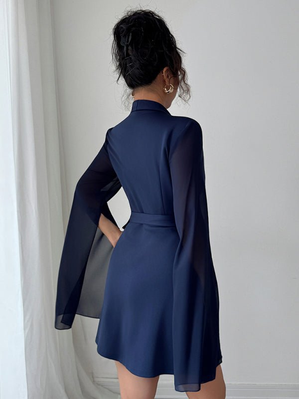 Elegant Long Sleeve Wrap Dress - Trendy Dresses in Champlain color for Women | The802Gypsy