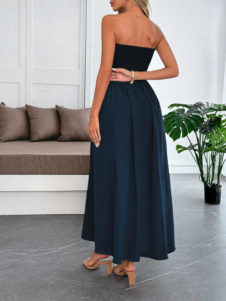 Summer Tube Maxi Dress - Trendy Dresses/Vacation in Dark Blue for Women | The802Gypsy
