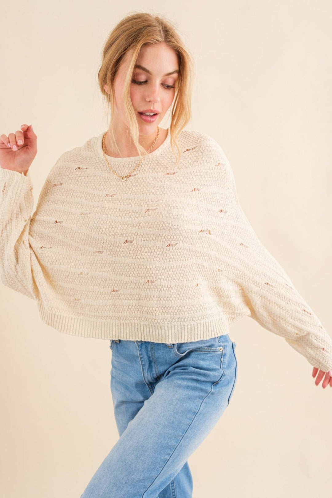 Dolman Sleeved Sweater - Trendy shirts and tops in Tan for Women | The802Gypsy