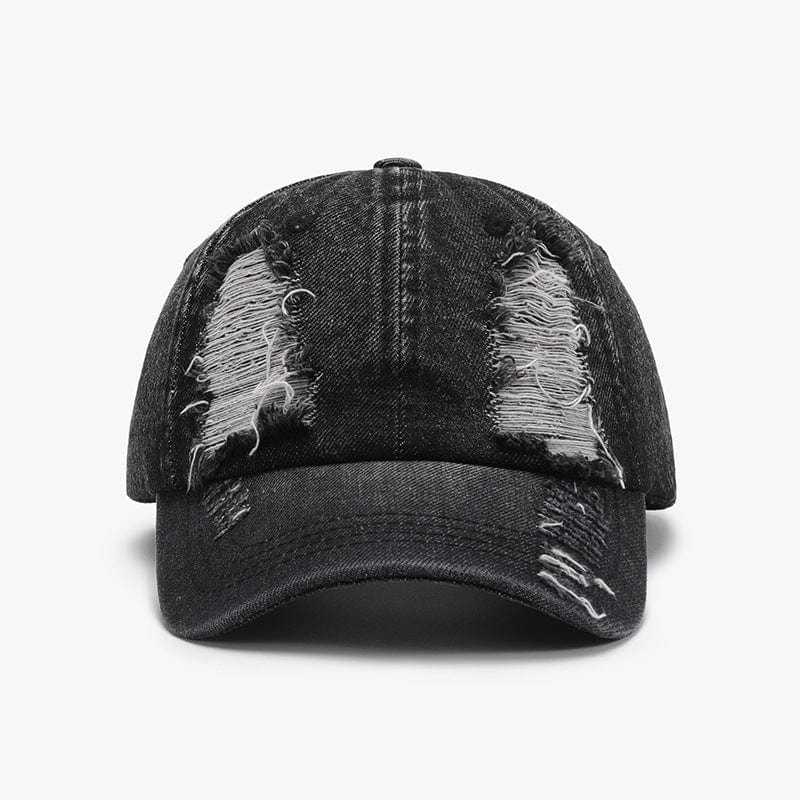 Distressed Cotton Baseball Cap - Trendy Accessories/Headwear in Black for Women | The802Gypsy
