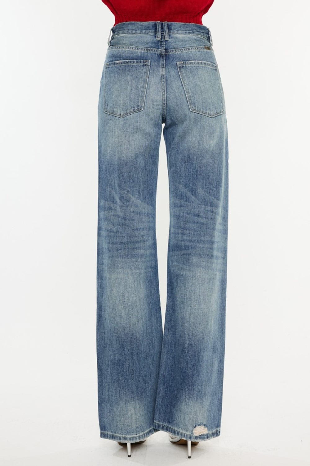 Distressed High - Waist Kancan Boot - Cut Jeans - Trendy Bottoms/Jeans in Medium Denim for Women | The802Gypsy