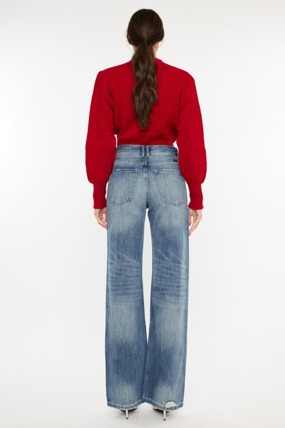 Distressed High - Waist Kancan Boot - Cut Jeans - Trendy Bottoms/Jeans in Medium Denim for Women | The802Gypsy