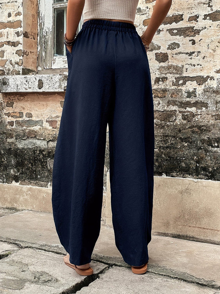 Elastic Waist Pants with Pockets - Trendy Bottoms/Pants & Culotte in Dark Blue for Women | The802Gypsy