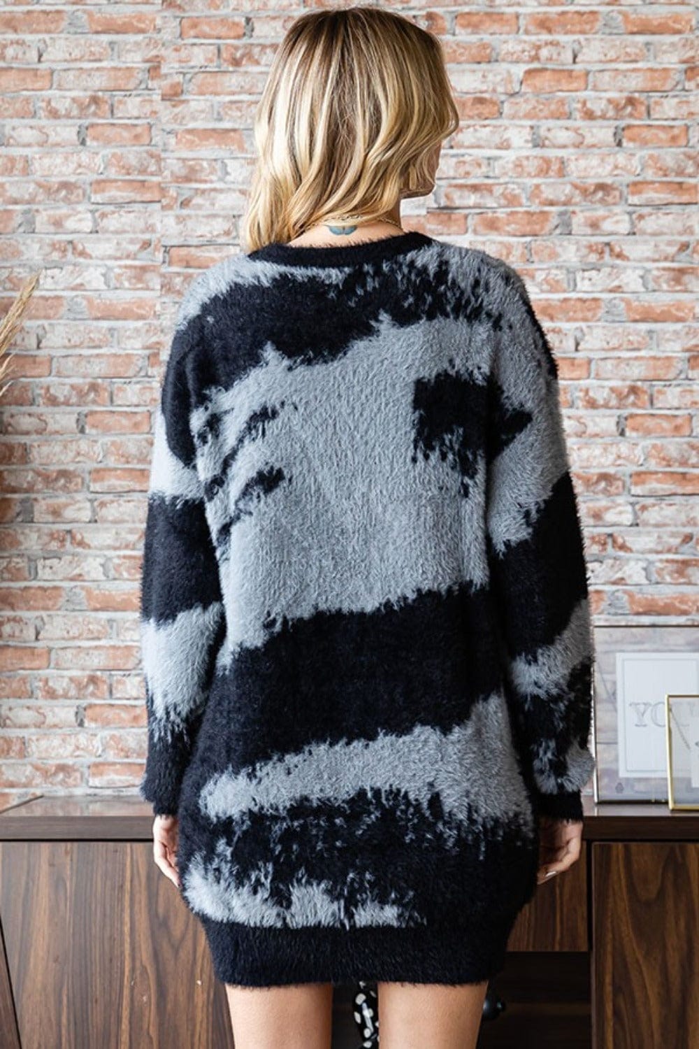 Abstract Pattern Feather Yarn Sweater - Trendy Sweaters & Cardigans/Sweater in Black for Women | The802Gypsy