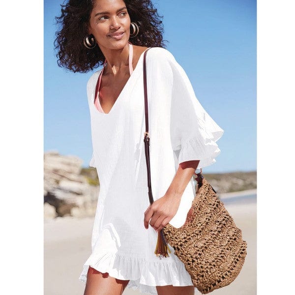 ClaudiaG Ruffle Cover - up - Trendy Swimwear/Beach Cover - ups in White for Women | The802Gypsy