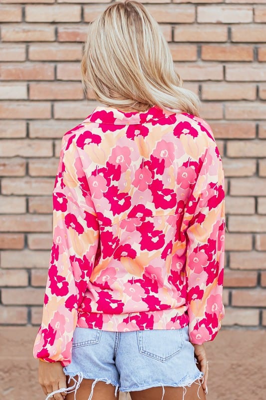 Floral Buttoned Shirt - Trendy Tops/Blouses & Shirts in Pink for Women | The802Gypsy