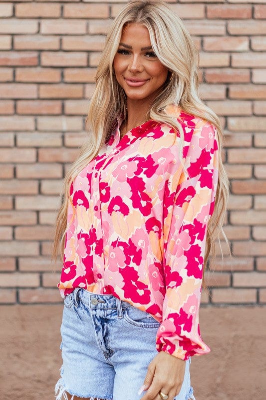 Floral Buttoned Shirt - Trendy Tops/Blouses & Shirts in Pink for Women | The802Gypsy