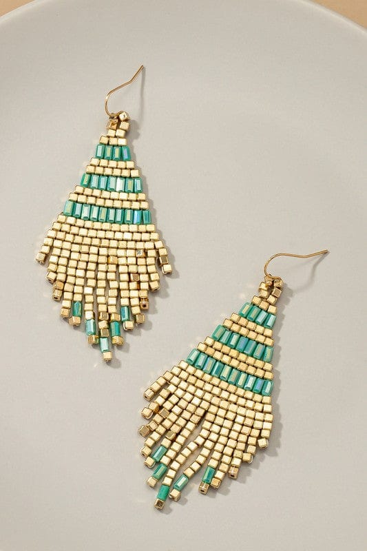 Handmade metallic cube bead tassel earrings - Trendy Accessories/Jewelry in White for Women | The802Gypsy