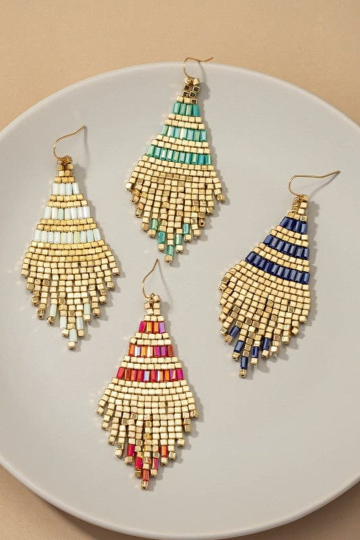 Handmade metallic cube bead tassel earrings - Trendy Accessories/Jewelry in Red for Women | The802Gypsy