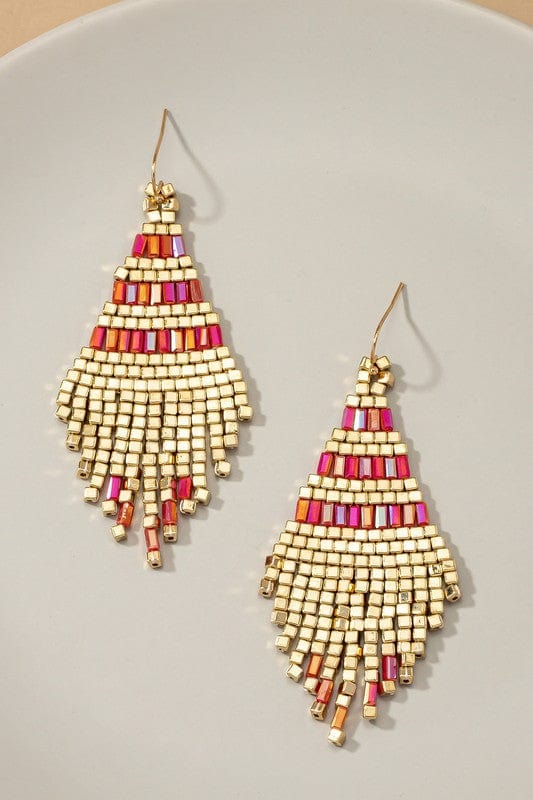 Handmade metallic cube bead tassel earrings - Trendy Accessories/Jewelry in Red for Women | The802Gypsy
