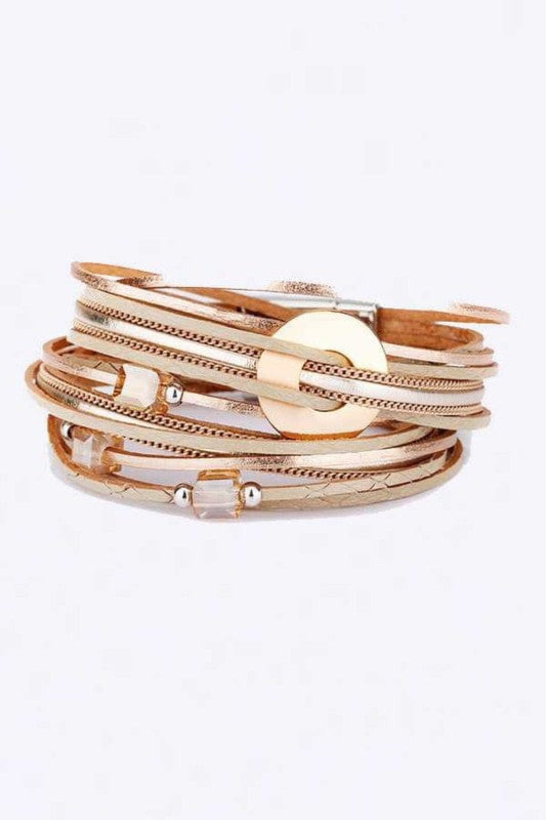 LA Jewelry Plaza - Metallic Double Wrap Leather Bracelet - Trendy Accessories/Jewelry in Gold for Women | The802Gypsy