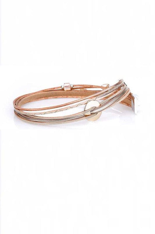 LA Jewelry Plaza - Metallic Double Wrap Leather Bracelet - Trendy Accessories/Jewelry in Gold for Women | The802Gypsy