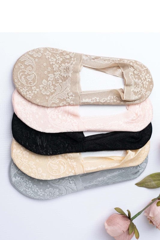 Ali's Corner No - Slip Floral Lace Socks - Trendy clothing/underwear & socks in Nude for Women | The802Gypsy