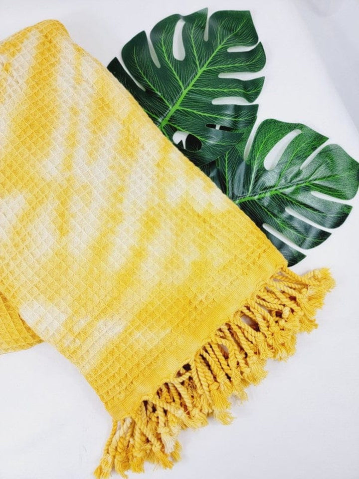 Quick Dry, Sand Proof Cotton Throw Towel - Trendy BEACH TOWELS in YELLOW for Women | The802Gypsy