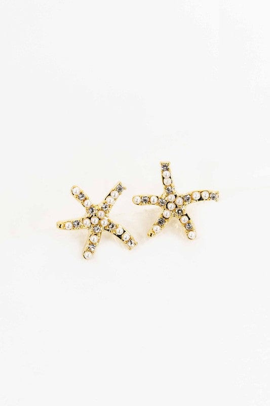 Starfish Stone and Pearl Earrings - Trendy Women's jewelry in Gold for Women | The802Gypsy