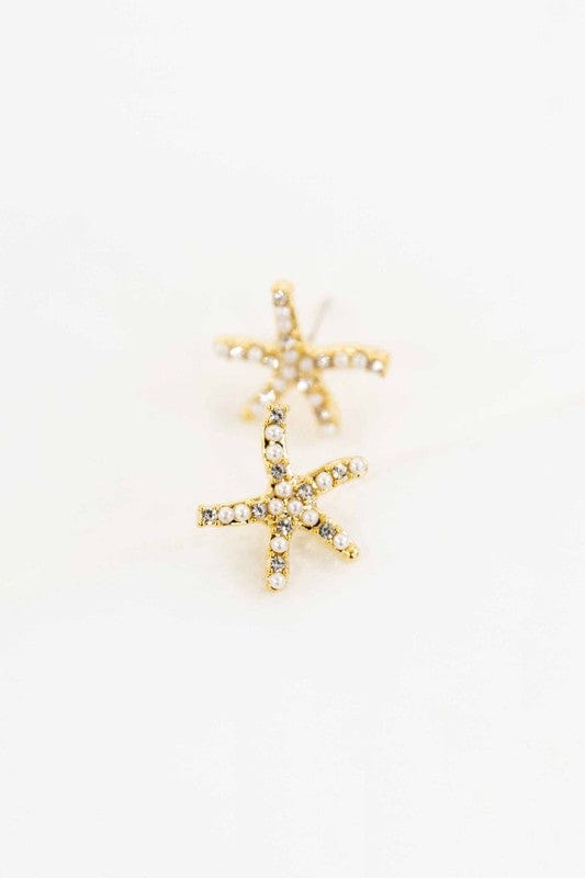 Starfish Stone and Pearl Earrings - Trendy Women's jewelry in Gold for Women | The802Gypsy