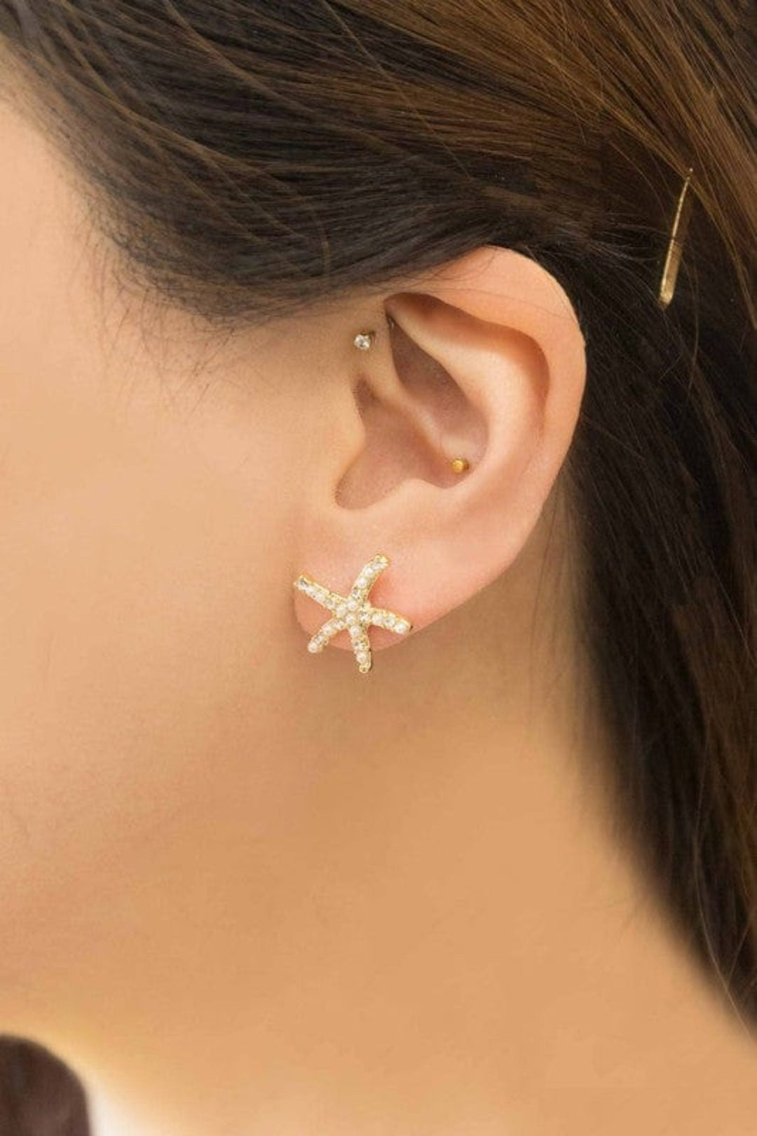 Starfish Stone and Pearl Earrings - Trendy Women's jewelry in Gold for Women | The802Gypsy