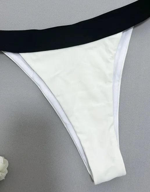 Black and White Gathered Bikini - Trendy swimwear/bikini in Cream for Women | The802Gypsy