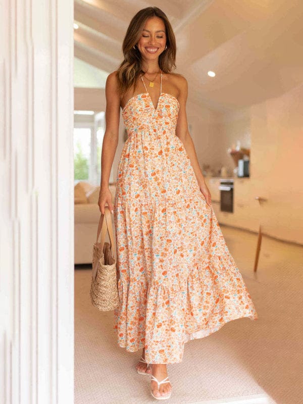Boho Princess Long Dress - Trendy Dresses/Casual in Orange for Women | The802Gypsy