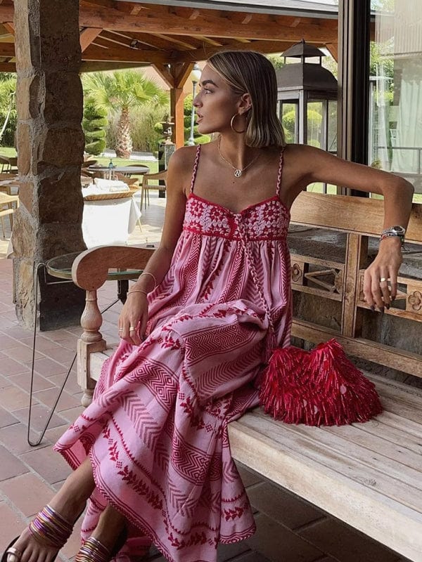 Boho Vibes Slip Dress - Trendy Dress/casual in Pink for Women | The802Gypsy