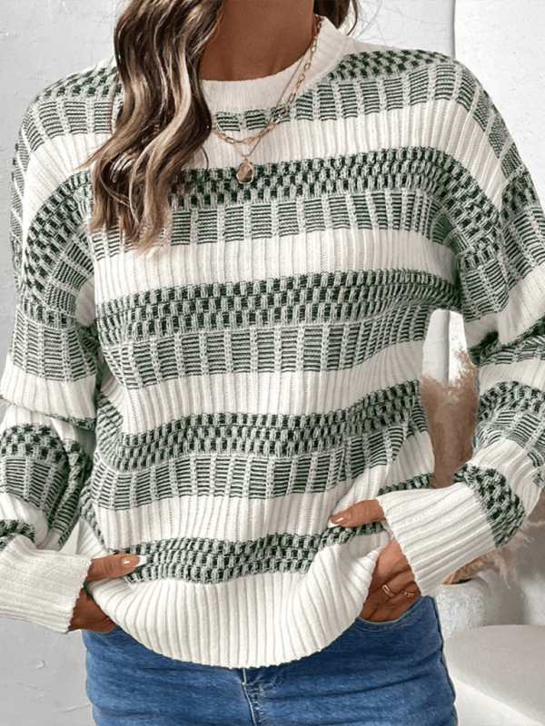 Casual Striped Sweater - Trendy Sweaters & Cardigans/Sweater in Olive green for Women | The802Gypsy
