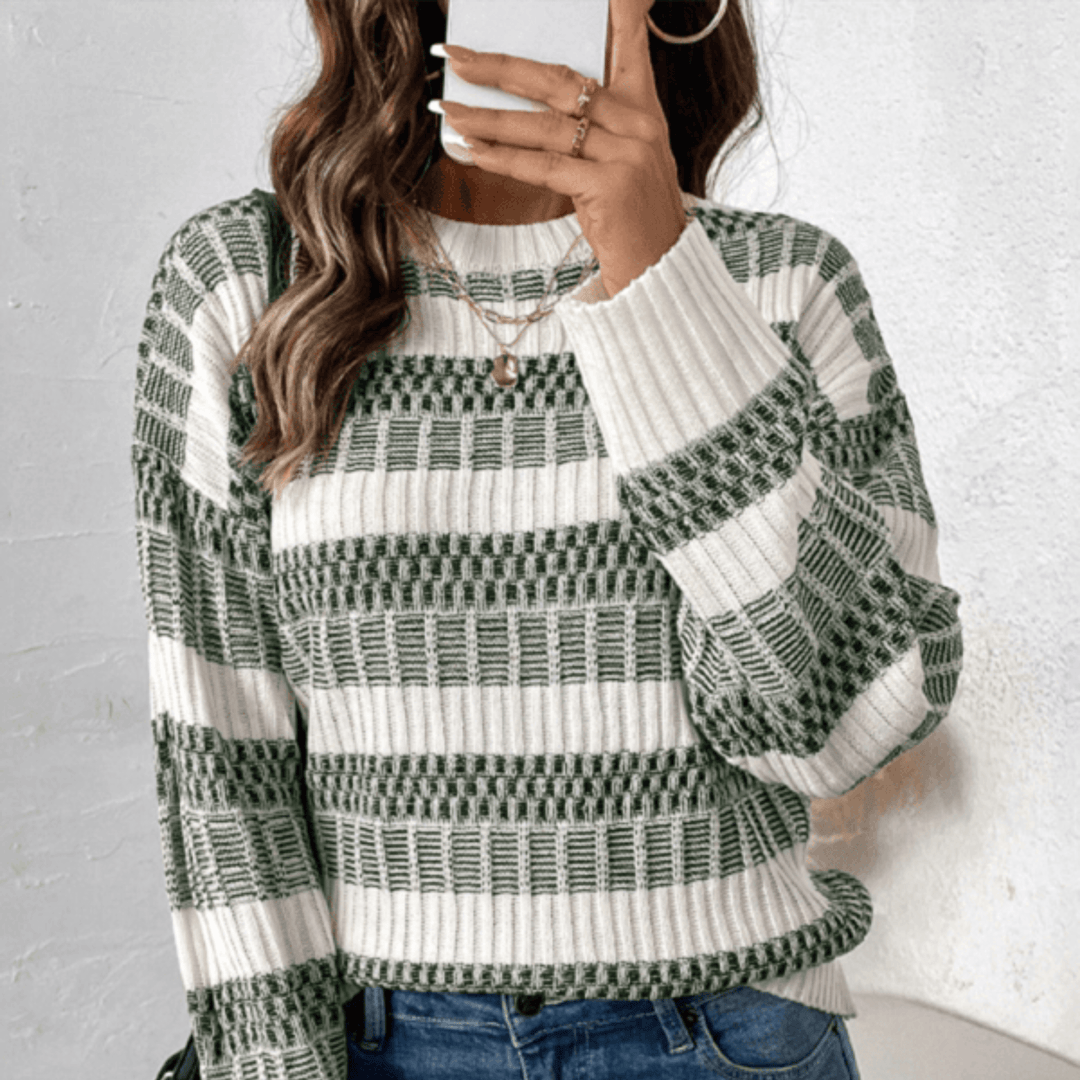 Casual Striped Sweater - Trendy Sweaters & Cardigans/Sweater in Olive green for Women | The802Gypsy