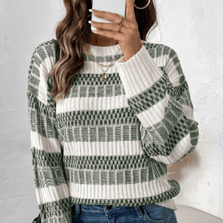 Casual Striped Sweater - Trendy Sweaters & Cardigans/Sweater in Olive green for Women | The802Gypsy