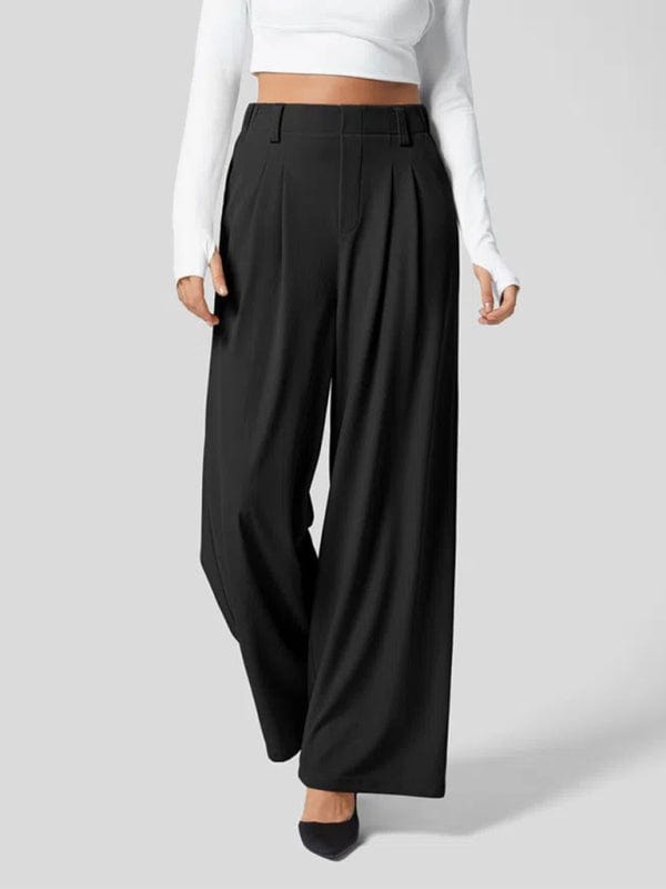 Chic High Waist Wide Leg Pants with Pockets - Trendy Bottoms/Pants & Culotte in Black for Women | The802Gypsy