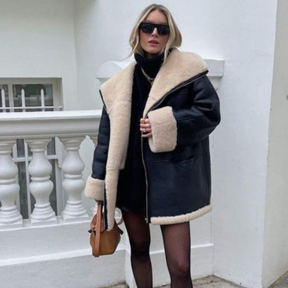 Faux Fur Collar Composite Jacket - Trendy Outerwear/Coats in Black for Women | The802Gypsy