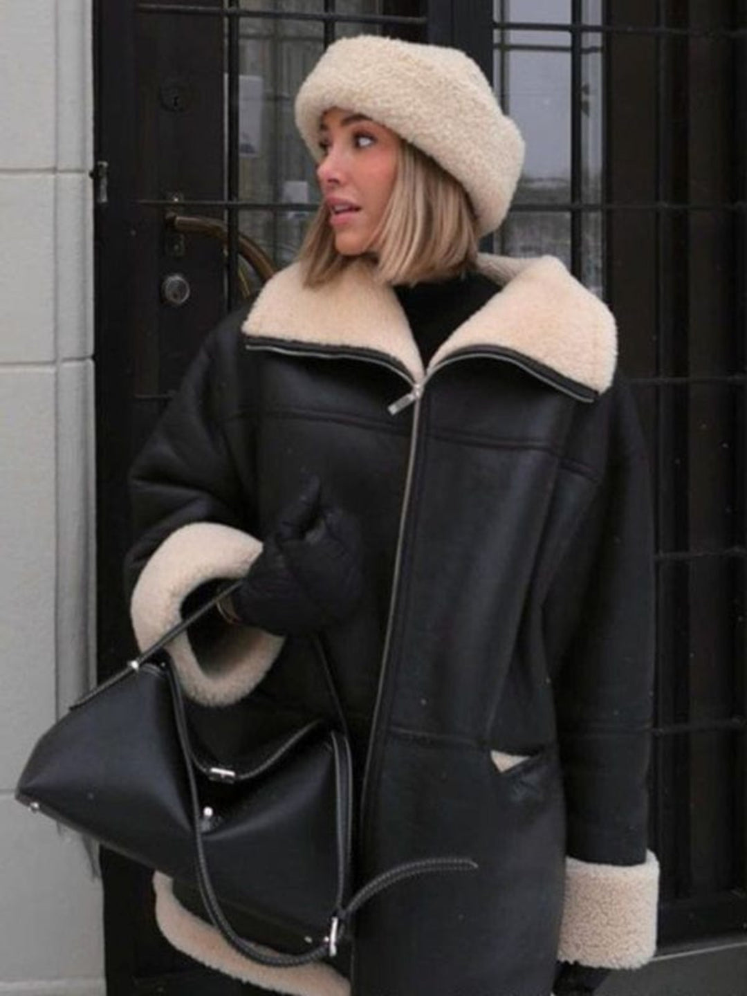 Faux Fur Collar Composite Jacket - Trendy Outerwear/Coats in Black for Women | The802Gypsy