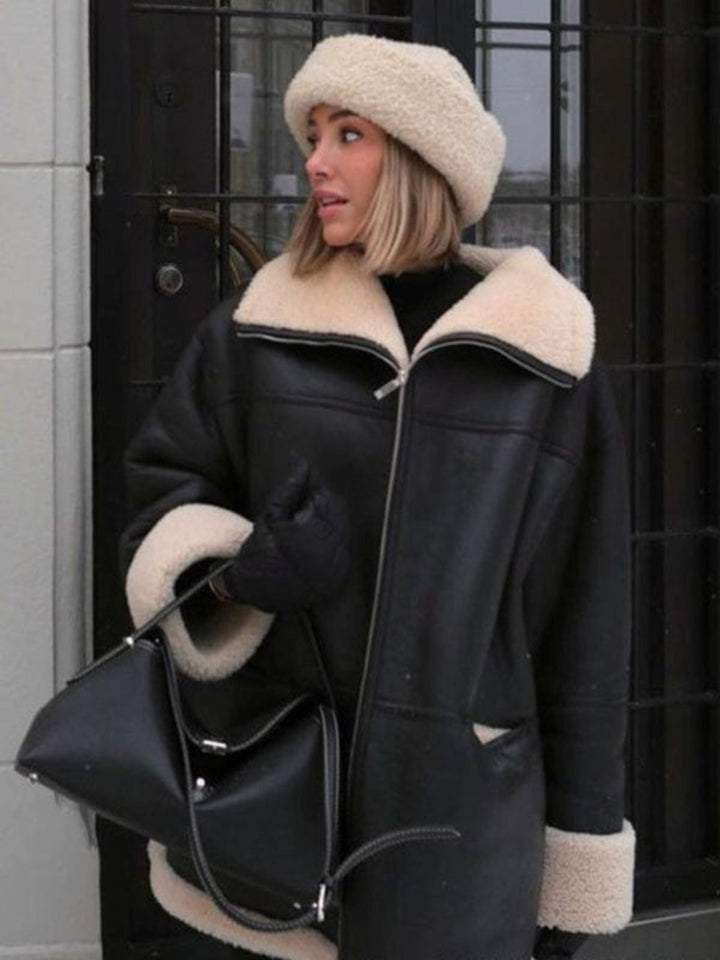 Faux Fur Collar Composite Jacket - Trendy Outerwear/Coats in Black for Women | The802Gypsy