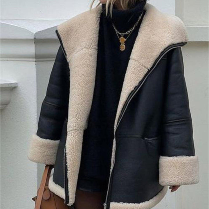 Faux Fur Collar Composite Jacket - Trendy Outerwear/Coats in Black for Women | The802Gypsy