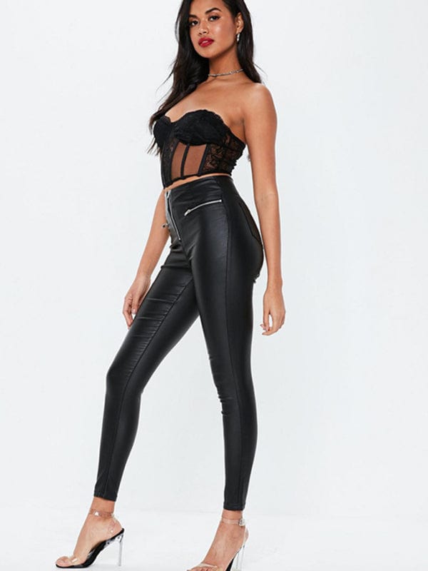 Faux Leather Straight Leg Pants - Trendy Bottoms/Pants & Culotte in Black for Women | The802Gypsy