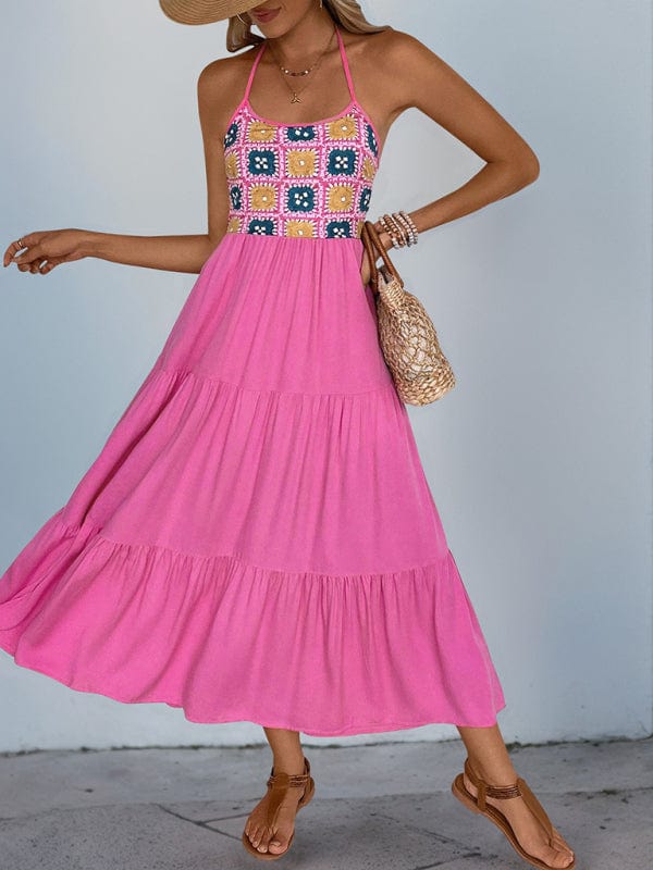 Halter Neck Backless Dress - Trendy Dresses in Rose for Women | The802Gypsy