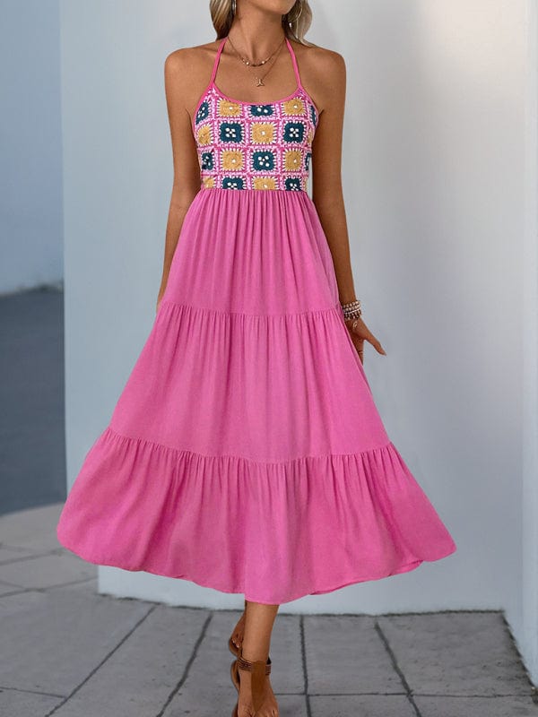 Halter Neck Backless Dress - Trendy Dresses in Rose for Women | The802Gypsy
