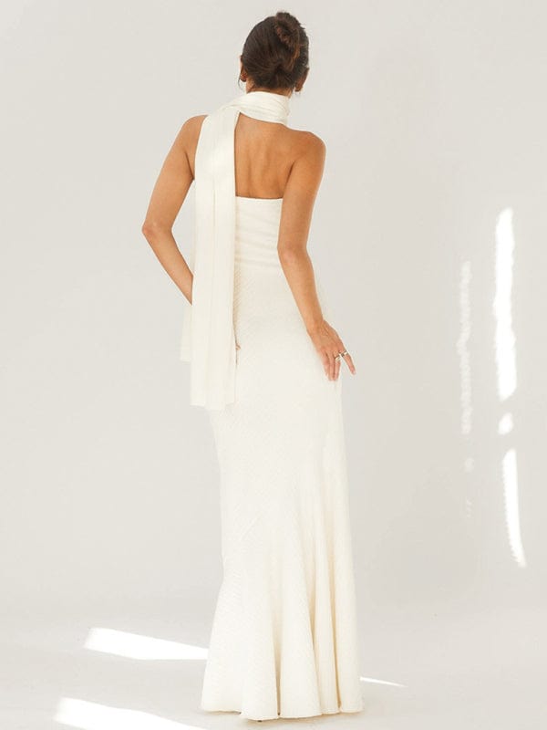 Hemline Shawl Dress - Trendy Dresses/Evening Dresses in White for Women | The802Gypsy